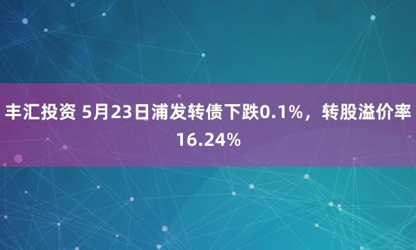 丰汇投资 5月23日浦发转债下跌0.1%，转股溢价率16.24%